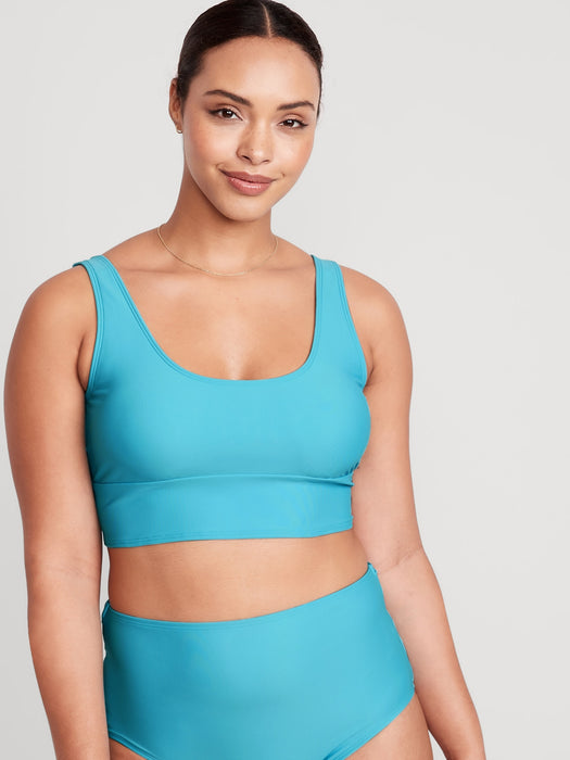 Matching Scoop-Neck Longline Bikini Swim Top for Women