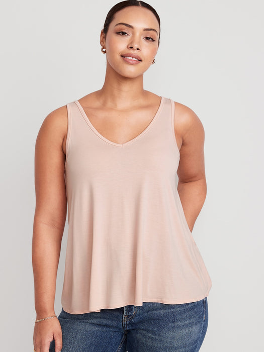 Sleeveless Luxe V-Neck Swing T-Shirt for Women