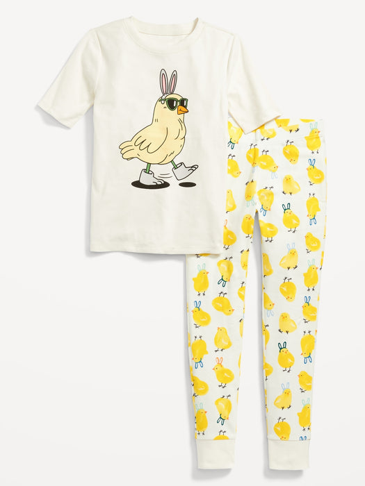 Matching Gender-Neutral Snug-Fit Printed Pajama Set for Kids
