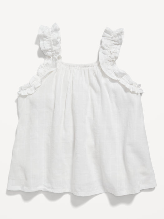 Sleeveless Ruffle-Trim Windowpane-Plaid Top for Baby