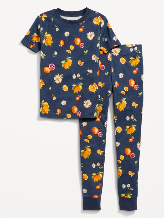 Matching Gender-Neutral Snug-Fit Printed Pajama Set for Kids
