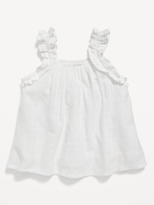 Sleeveless Ruffle-Trim Windowpane-Plaid Top for Baby