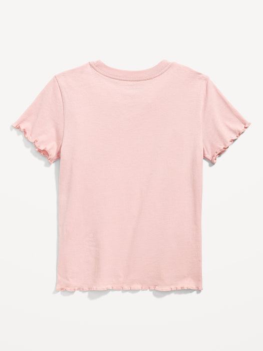 Rib-Knit Lettuce-Edge Licensed Pop-Culture  T-Shirt for Girls