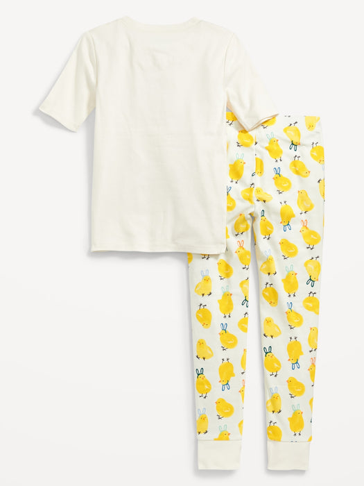 Matching Gender-Neutral Snug-Fit Printed Pajama Set for Kids
