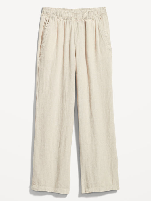 High-Waisted Linen-Blend Wide-Leg Pants for Women