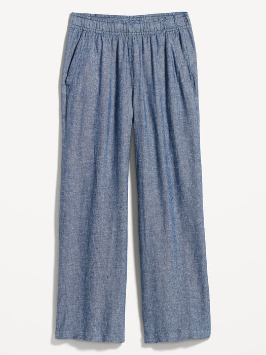 High-Waisted Linen-Blend Wide-Leg Pants for Women