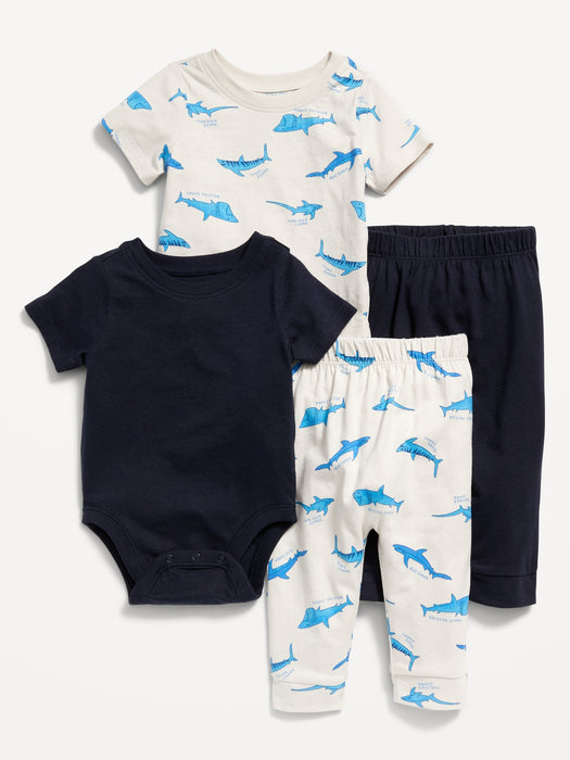 4-Piece Bodysuit and Pants Set for Baby