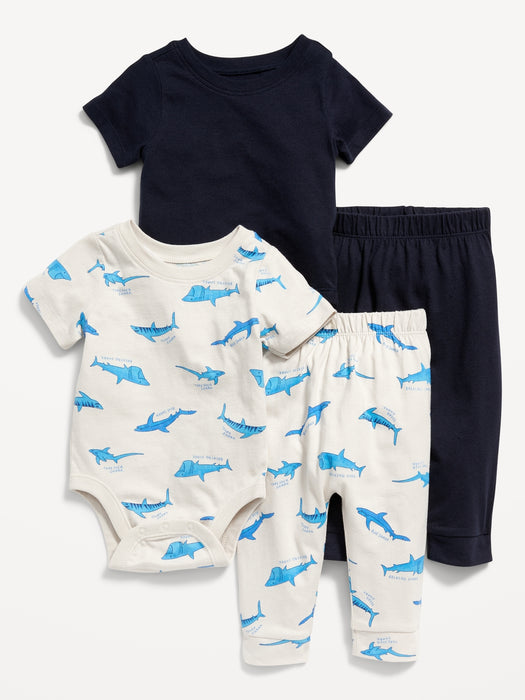 4-Piece Bodysuit and Pants Set for Baby