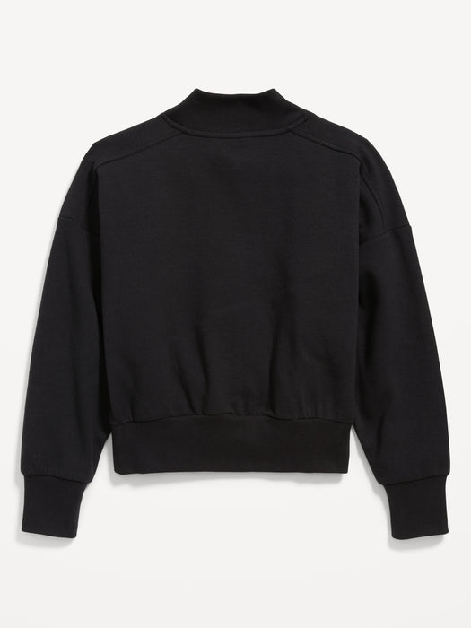 Dynamic Fleece Mock-Neck Hidden-Pocket Sweatshirt for Girls