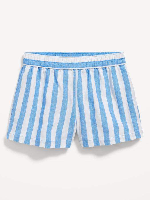 High-Waisted Linen-Blend Striped Shorts for Girls