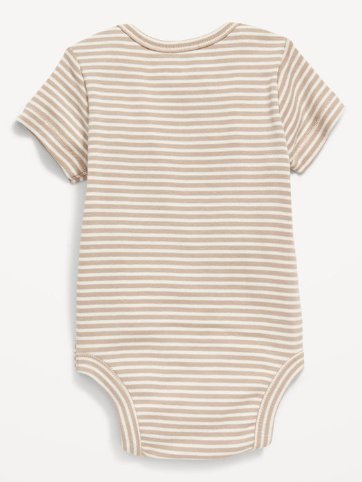 Unisex Short-Sleeve Striped Bodysuit for Baby