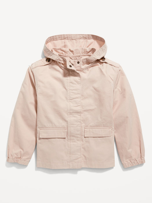 Hooded Twill Utility Jacket for Girls