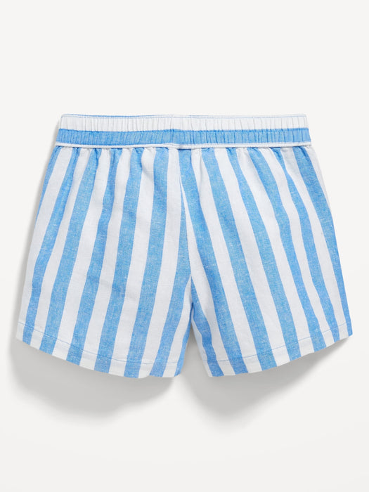 High-Waisted Linen-Blend Striped Shorts for Girls