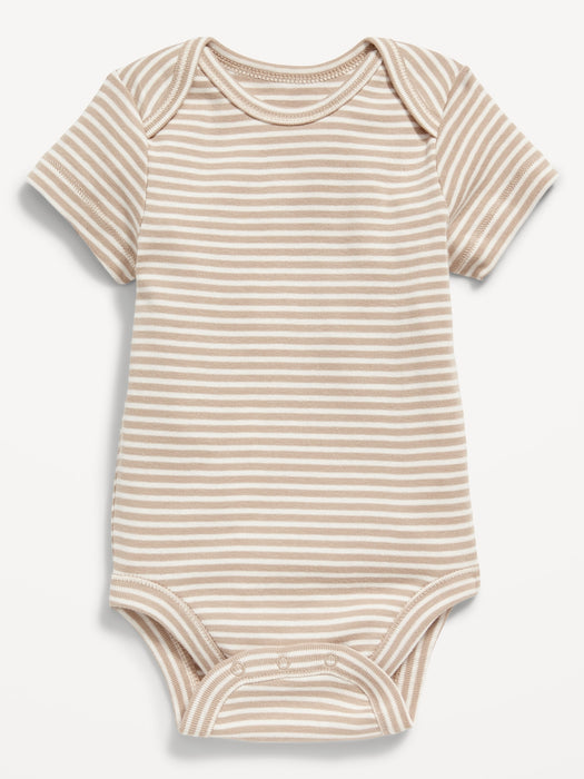 Unisex Short-Sleeve Striped Bodysuit for Baby