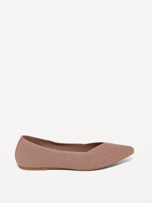 Textured-Knit Pointy-Toe Ballet Flats for Women