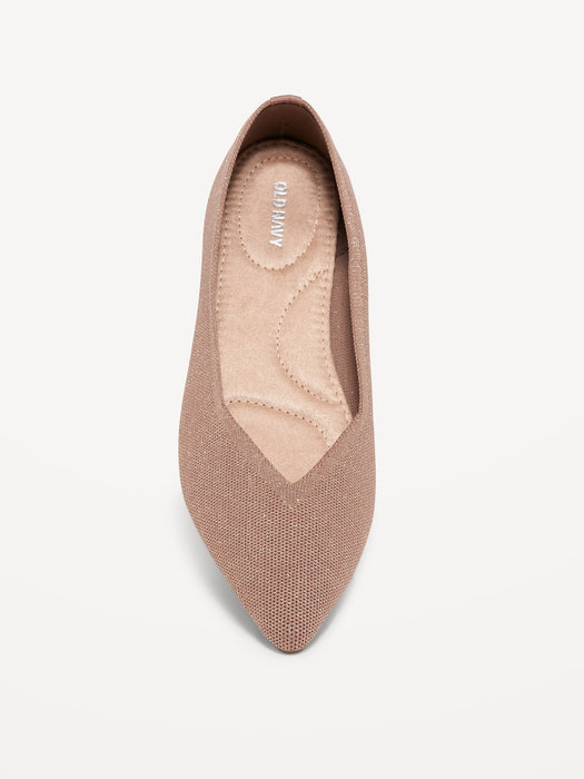 Textured-Knit Pointy-Toe Ballet Flats for Women