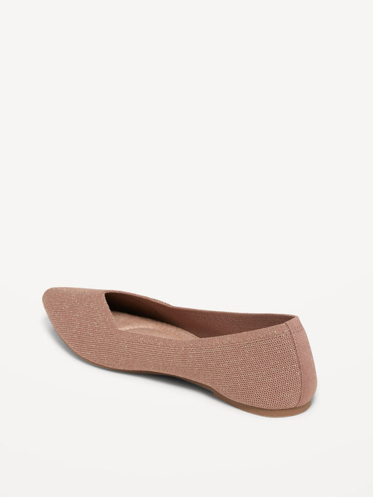 Textured-Knit Pointy-Toe Ballet Flats for Women