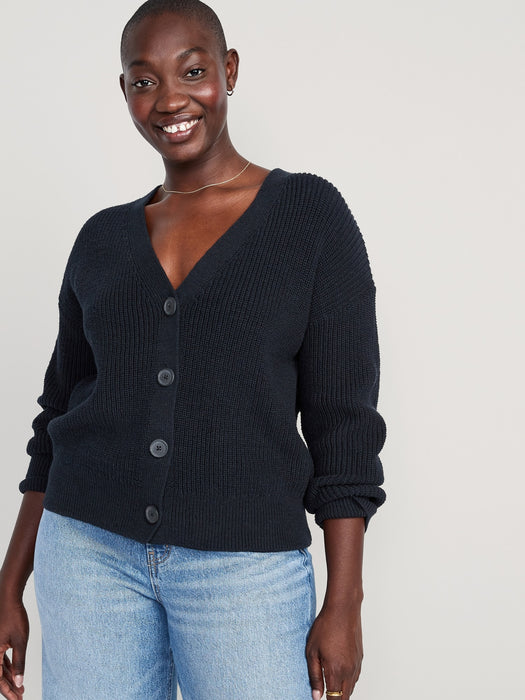 Lightweight Cotton and Linen-Blend Shaker-Stitch Cardigan Sweater