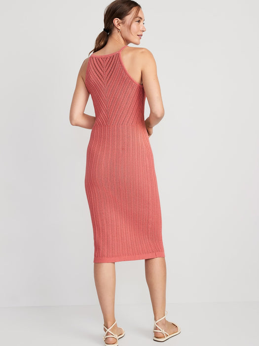 Fitted Sleeveless Chevron-Knit Midi Sweater Dress for Women GAP (International) Fitted Sleeveless Chevron-Knit Midi Sweater Dress for Women GAP (International)