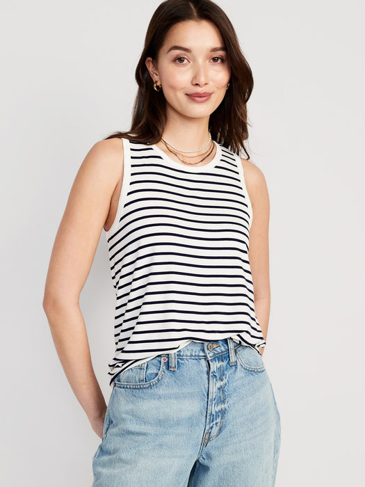 Sleeveless Luxe Striped T-Shirt for Women