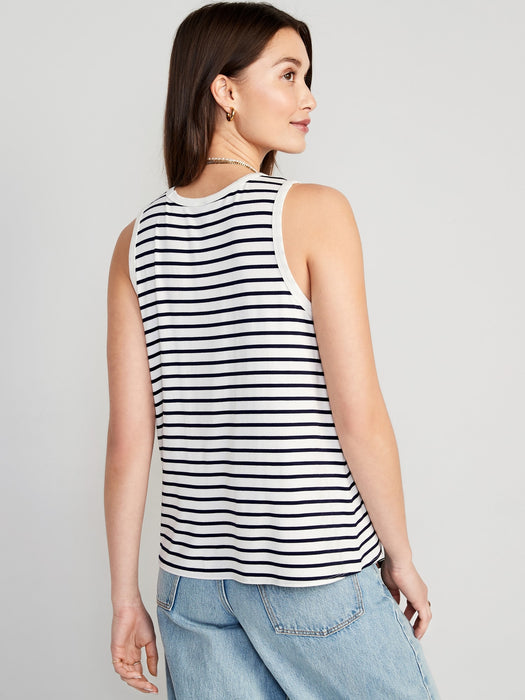 Sleeveless Luxe Striped T-Shirt for Women