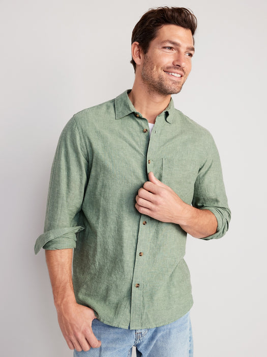 Regular-Fit Everyday Non-Stretch Linen-Blend Shirt for Men