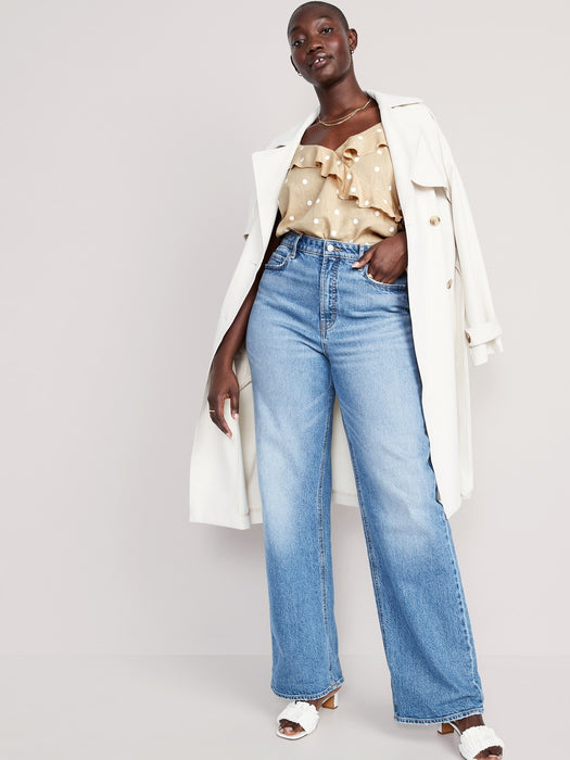 Printed Ruffled Wrap-Effect Cami Blouse for Women