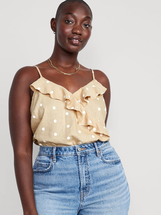 Printed Ruffled Wrap-Effect Cami Blouse for Women