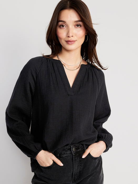 Split-Neck Blouse