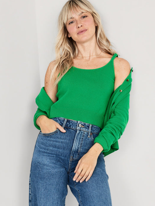 Cozy Cropped Sweater Tank Top for Women