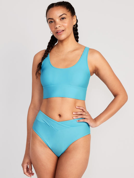 Matching Scoop-Neck Longline Bikini Swim Top for Women