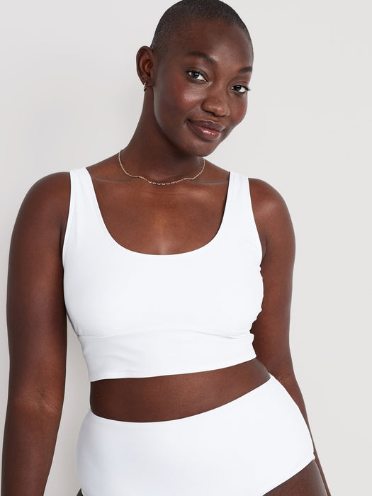 Matching Scoop-Neck Longline Bikini Swim Top