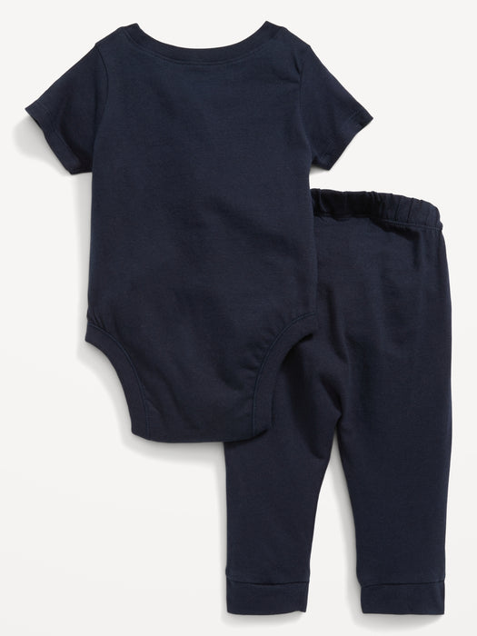 Unisex Logo-Graphic Jersey-Knit Bodysuit & Pants Set for Baby