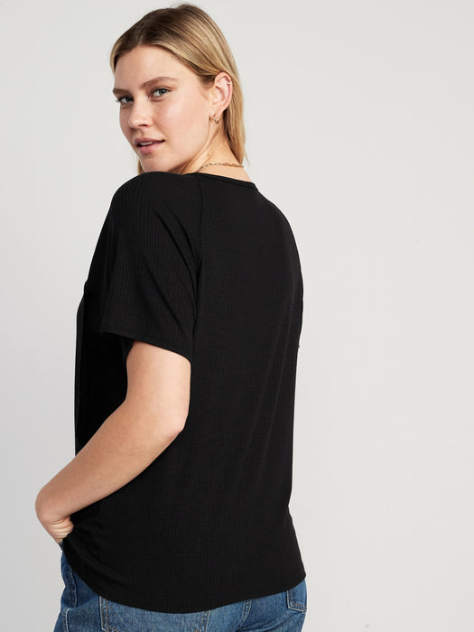 Maternity Luxe Ribbed Slub-Knit Nursing T-Shirt