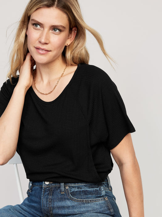 Maternity Luxe Ribbed Slub-Knit Nursing T-Shirt