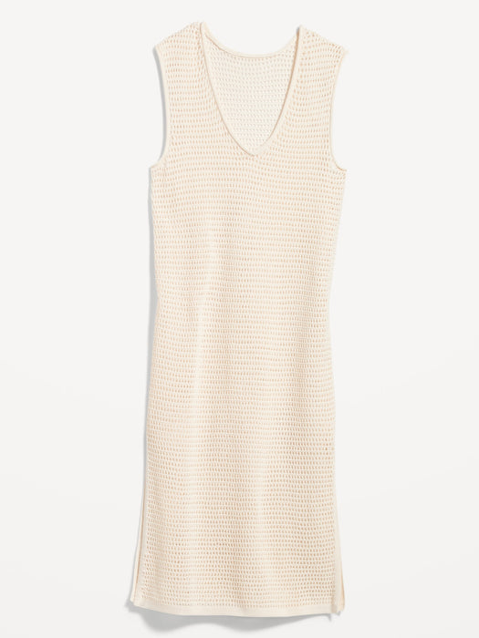 Sleeveless Crochet Midi Swim Cover-Up Dress for Women