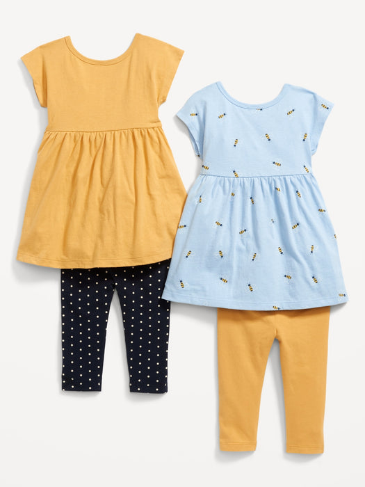 Short-Sleeve Dress & Leggings 4-Pack for Baby