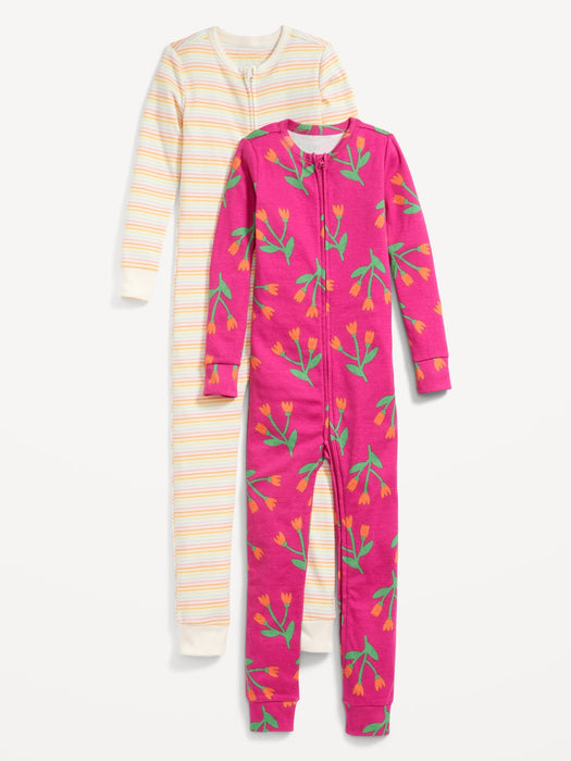 Unisex 2-Way-Zip Printed Pajama One-Piece 2-Pack for Toddler & Baby