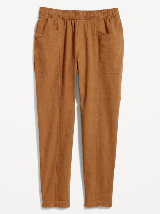 High-Waisted Cropped Linen-Blend Tapered Pants for Women