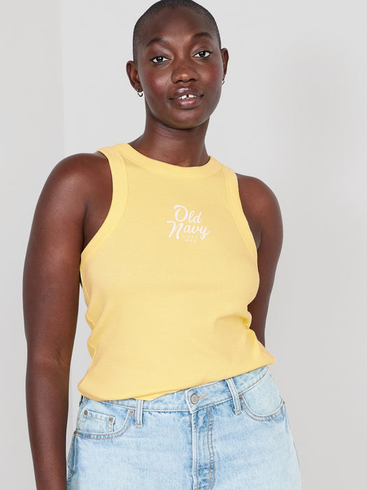 Logo Graphic Rib-Knit Cropped Tank Top for Women