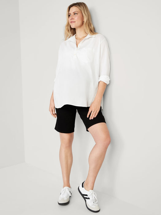 Maternity Full Panel OG Straight Black Jean Shorts -- 9 -inch inseam