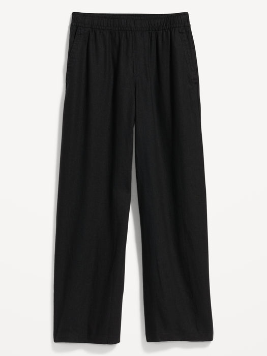 High-Waisted Linen-Blend Wide-Leg Pants for Women