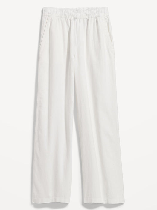High-Waisted Linen-Blend Wide-Leg Pants for Women