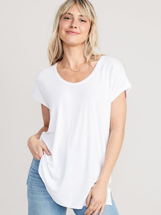 Luxe Voop-Neck Tunic T-Shirt for Women