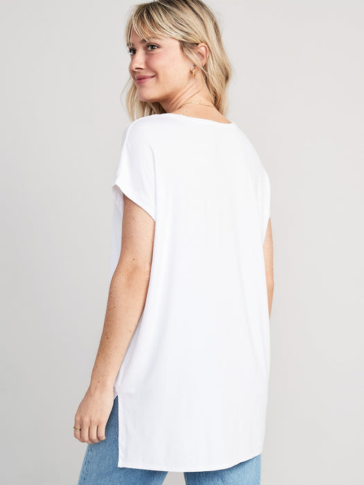 Luxe Voop-Neck Tunic T-Shirt for Women