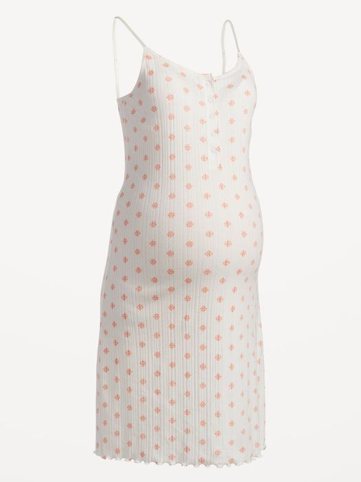 Maternity Floral Pointelle-Knit Nursing Nightgown