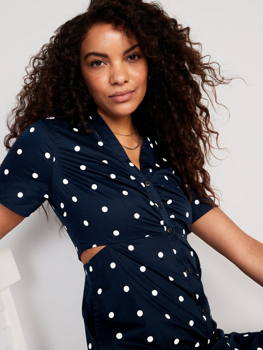 Cutout Midi Shirt Dress for Women