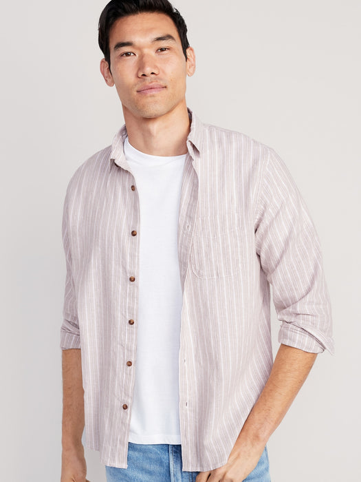 Regular-Fit Everyday Non-Stretch Linen-Blend Shirt for Men
