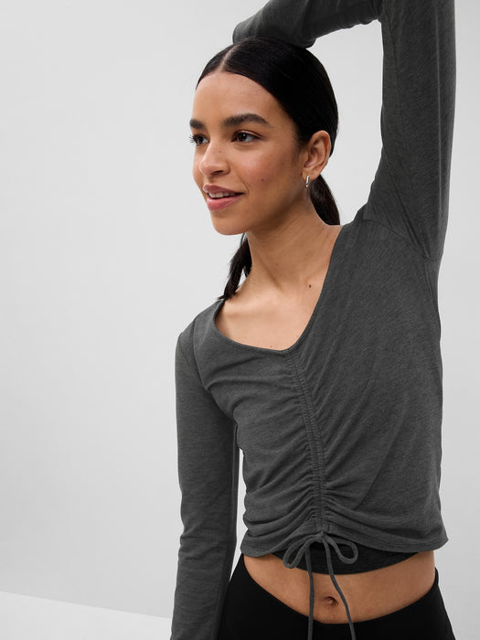 GapFit Brushed Jersey Cropped Cinch T-Shirt
