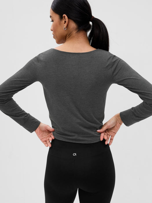 GapFit Brushed Jersey Cropped Cinch T-Shirt